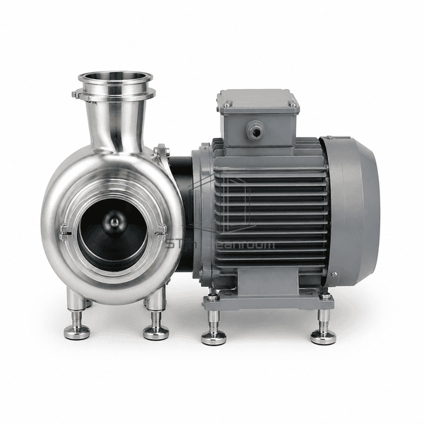 Sanitary centrifugal pump front view of axial inlet