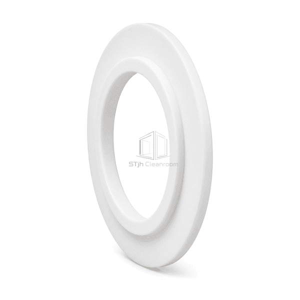 Low right-side view showing the sanitary gasket thickness broad seating band and raised locating lip