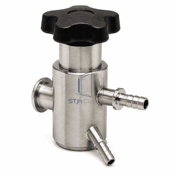 Sanitary sampling valve sample and sterilization outlet joint detail