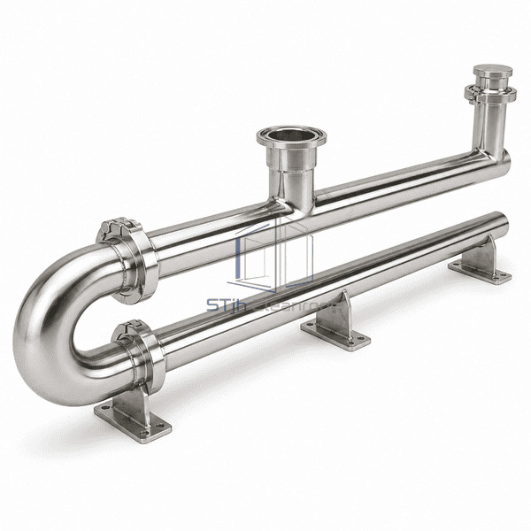 Sanitary stainless steel piping orbital weld and hygienic clamp joint detail