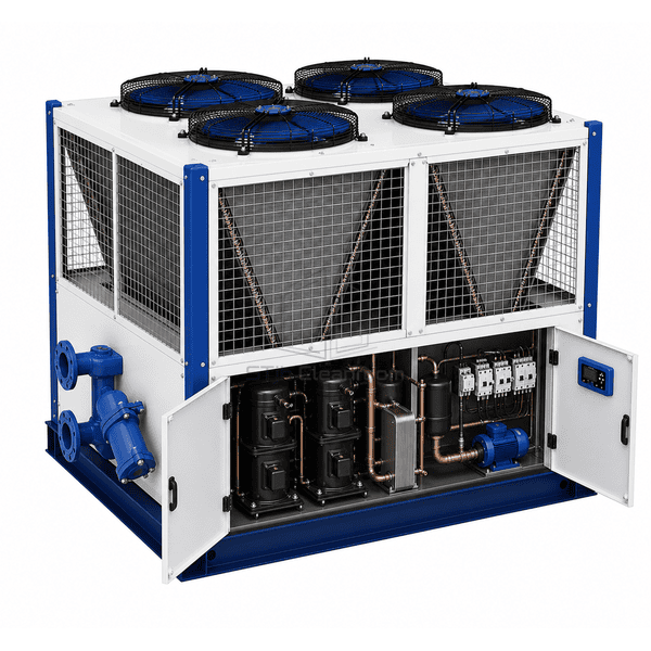 Cutaway showing scroll circuits evaporator and condenser components