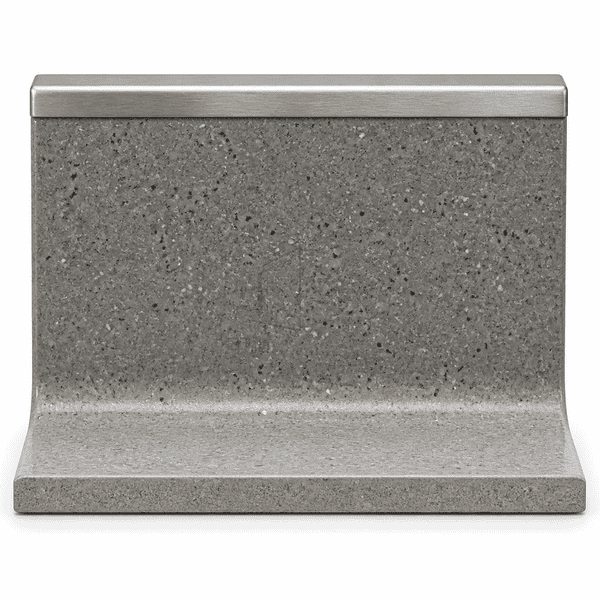 Front view of a complete grey seamless epoxy wall-base cove sample