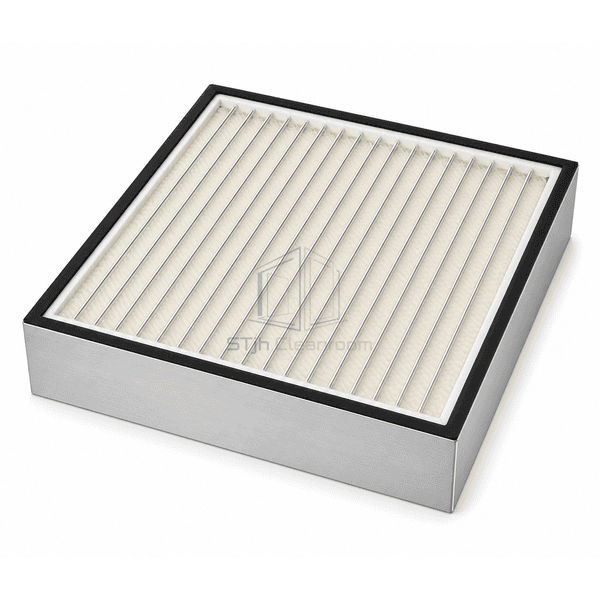 Complete horizontal separator HEPA filter with rigid metal cell