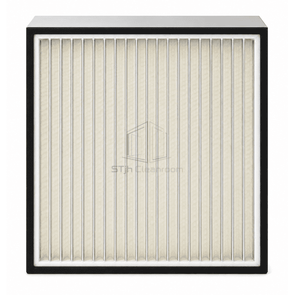 Front view of deep microglass pleats behind a protective faceguard