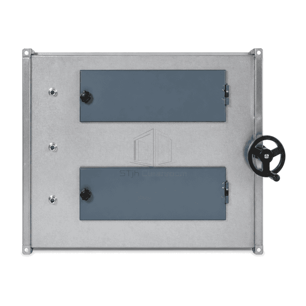 Front duct flange view of side-access filter cabinet
