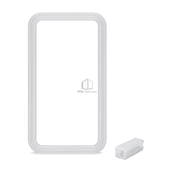 Upright front view of the complete silicone gasket and hollow section sample
