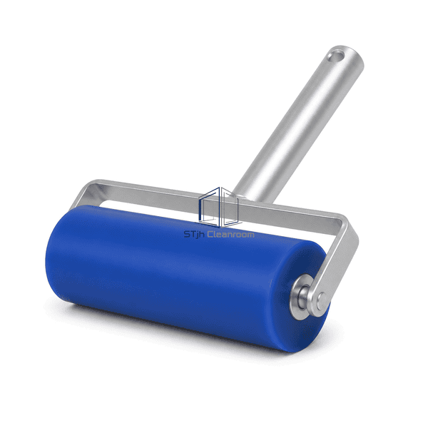 Silicone roller side view showing the blue cylinder and axle connection