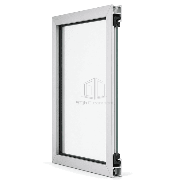 Side section showing one tempered glass pane and glazing seals