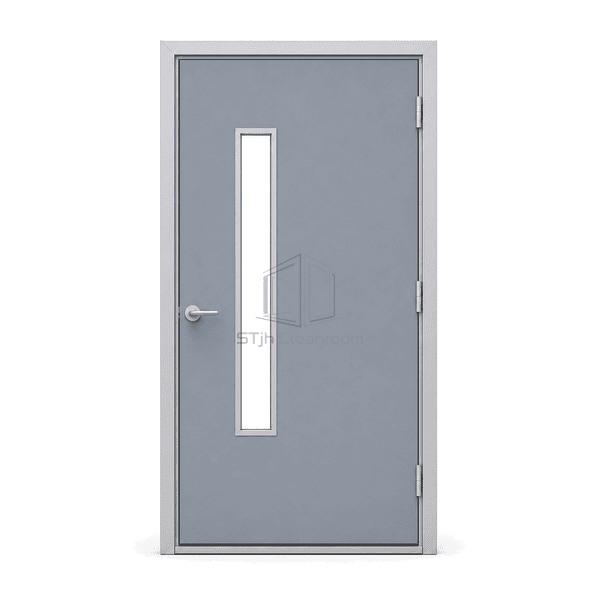 Front view of a full-height single cleanroom personnel door
