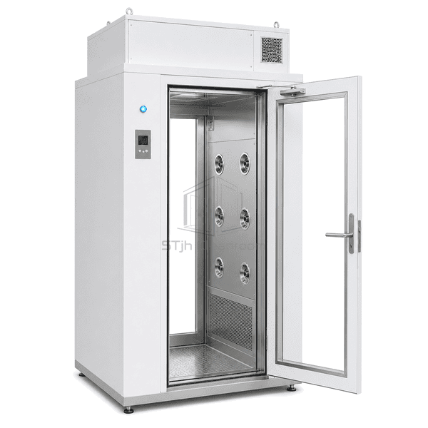 Open chamber view showing multi-level nozzles and the low return grilles