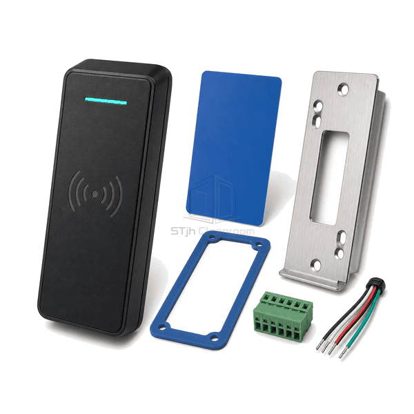 Complete access reader with credential gasket bracket and wiring