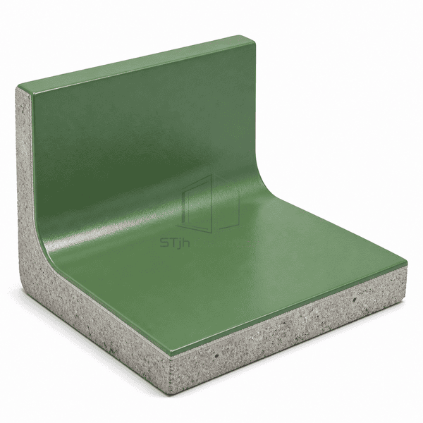Green high-build epoxy floor-to-wall coved interface demonstration sample
