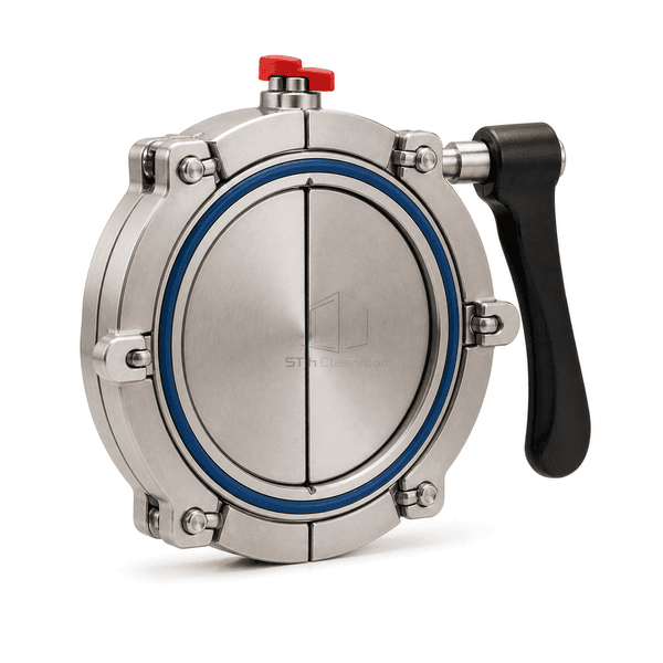 Side cutaway showing the joined disc halves and actuator ring