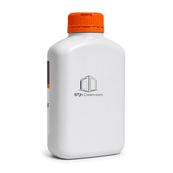 Opaque sporicidal disinfectant bottle rear panel and molded base view