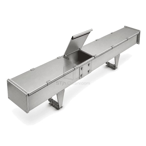 Close view of the stainless splice hardware and deburred edge