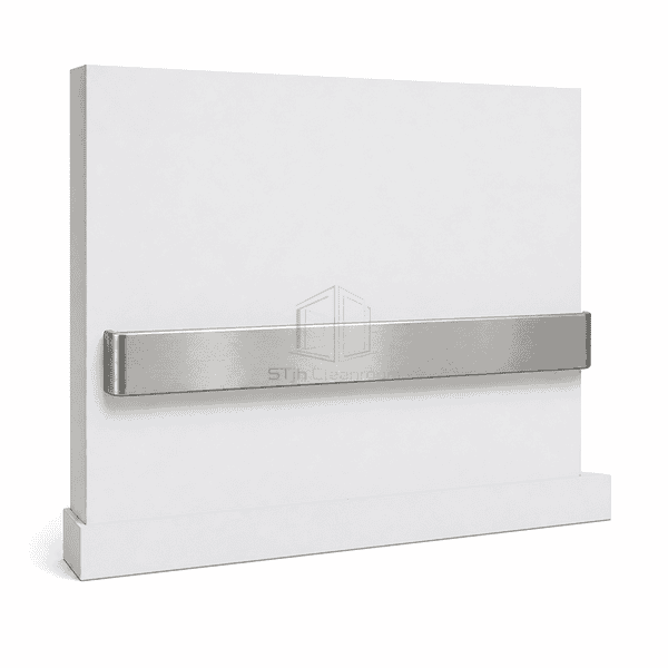 Front view of a cleanroom wall protection rail