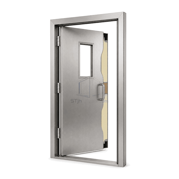 Side section of stainless door skins and closed-cell foam core