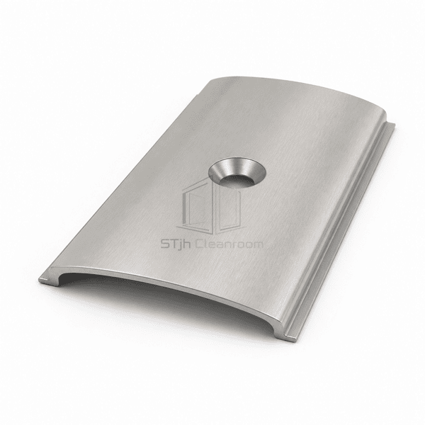 Side profile showing the shallow bridge shape and countersunk hole of a stainless floor cover strip