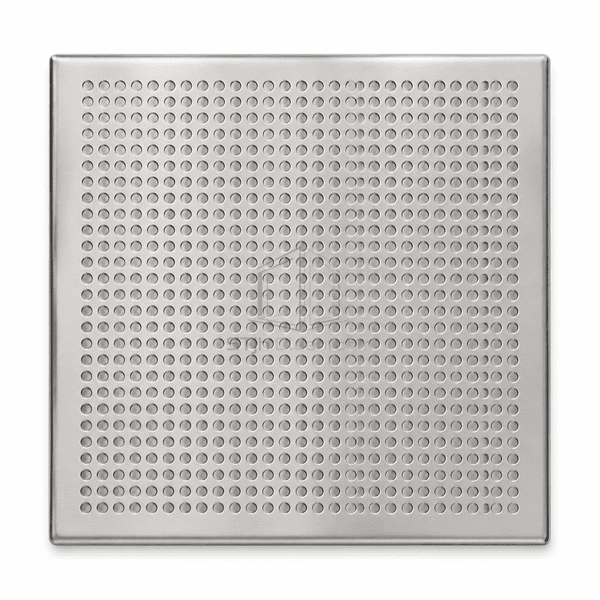 Top view of a complete hygienic stainless steel cleanroom floor plate