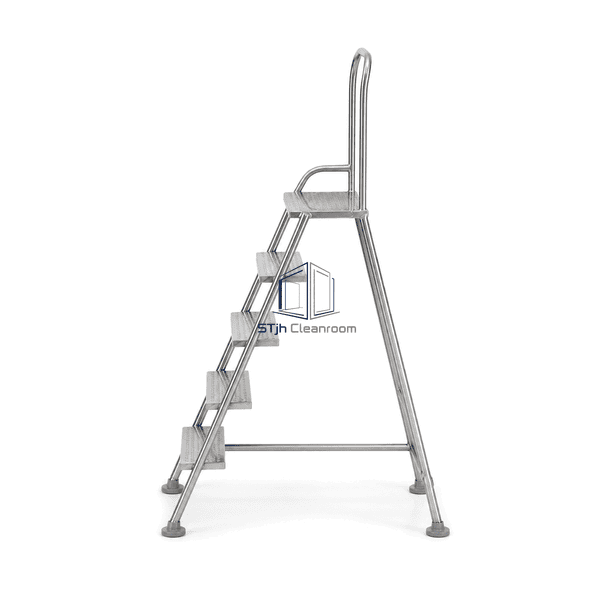 Cleanroom ladder side elevation showing A-frame support geometry