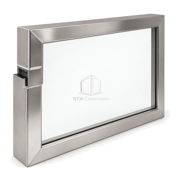 Close view of the welded stainless corner and flush glass seal