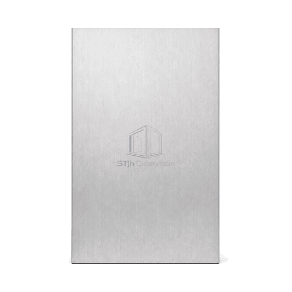 Upright brushed stainless steel wall cladding panel