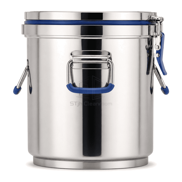 Side view of 30 litre stainless vessel lid band and rounded base