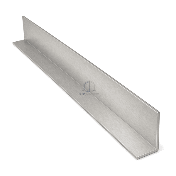 Reverse elevated view showing the equal-leg 90-degree end section of the stainless corner guard