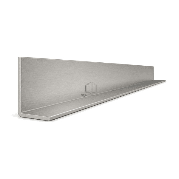 Low side view showing the open L section and thin sheet edges of the stainless corner guard