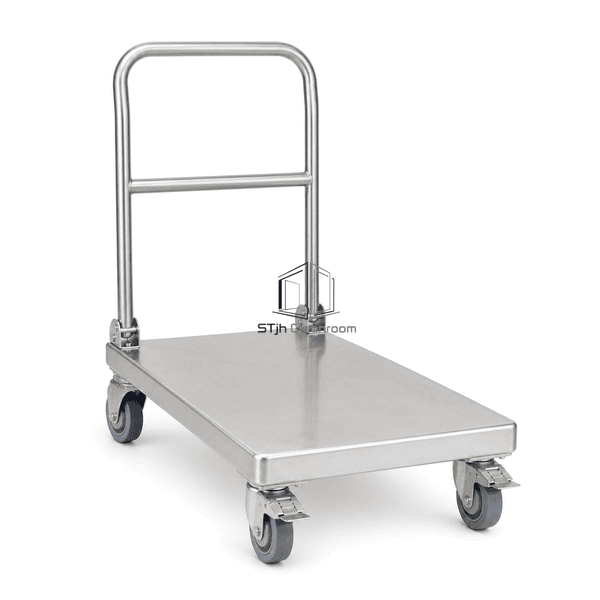 Stainless steel platform cart shown from the upright front