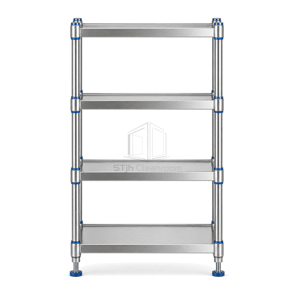 Side view showing solid shelf depth corner collars and posts