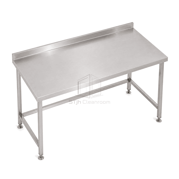 Top perspective of smooth sanitary stainless work surface
