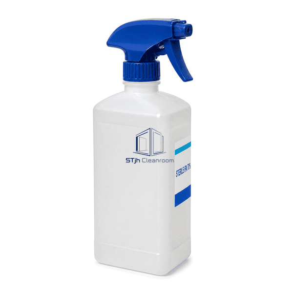 Complete sterile IPA bottle rear angle highlighting trigger and tamper collar
