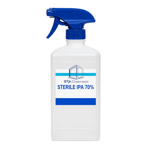 Sterile 70% IPA spray bottle straight front label view