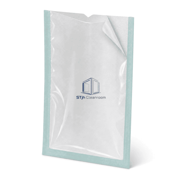 Complete sterile pouch with peel corner opened to show the clean seal interface