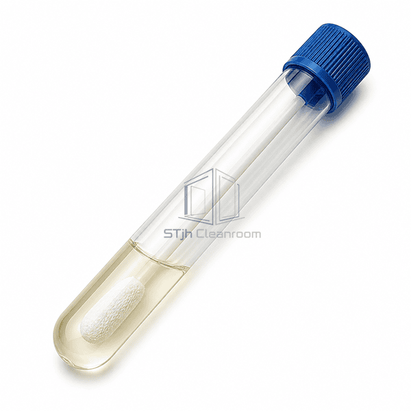 Horizontal complete sterile sampling swab system with blue screw cap
