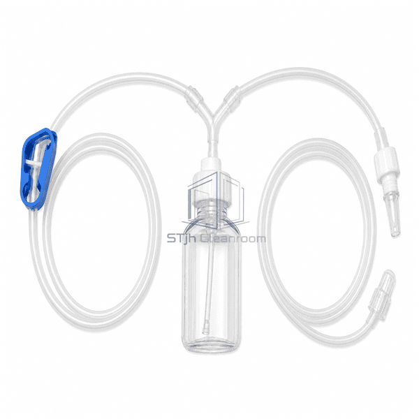 Horizontal sterile sampling tubing assembly with bottle Y connector and capped ends
