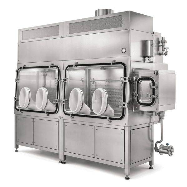 Side cutaway showing filtered airflow, transfer hatch and waste path