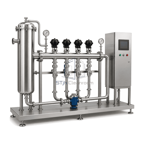 Sterilize-in-place system condensate trap and sanitary branch-valve joint detail