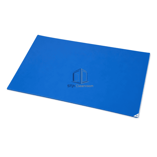 Blue cleanroom sticky mat laid horizontally with complete edges visible