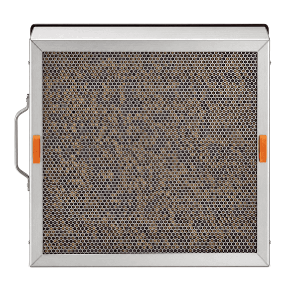 Front view of sulfur gas filter perforated cassette