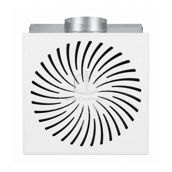 Straight front view of cleanroom swirl diffuser face