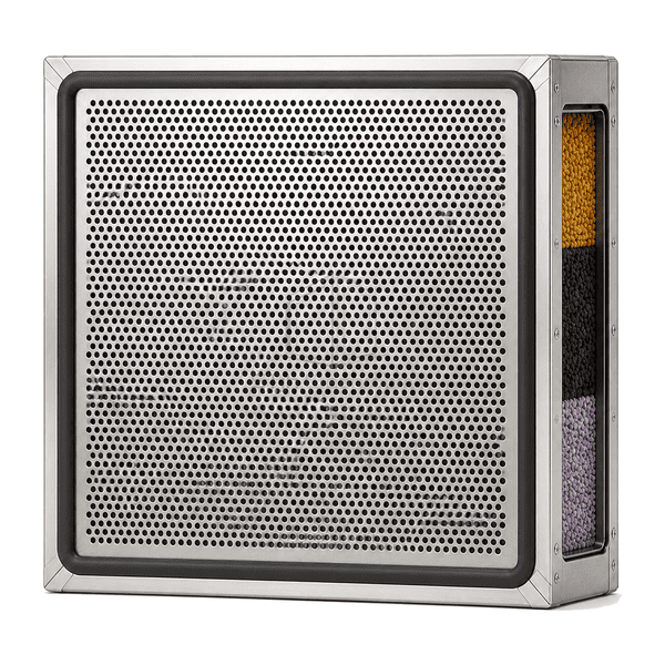 Upright front view of refillable gas-phase chemical filter panel