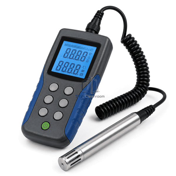Temperature and humidity meter locking probe connector and sensor tip detail