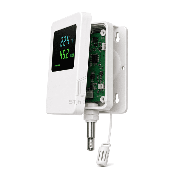 Side view revealing removable filtered probe and shallow wall housing