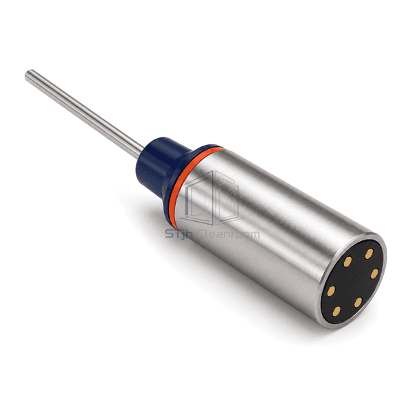 Temperature validation logger probe collar and sealed coupling in low three-quarter view