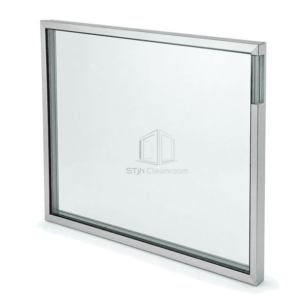 Close view of polished glass edge gasket and sealed perimeter