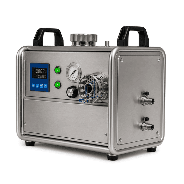 Thermal aerosol generator side view showing insulated heated section