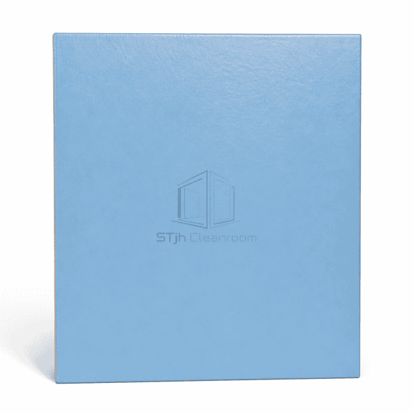 Upright front view of a complete light-blue epoxy-coated concrete panel