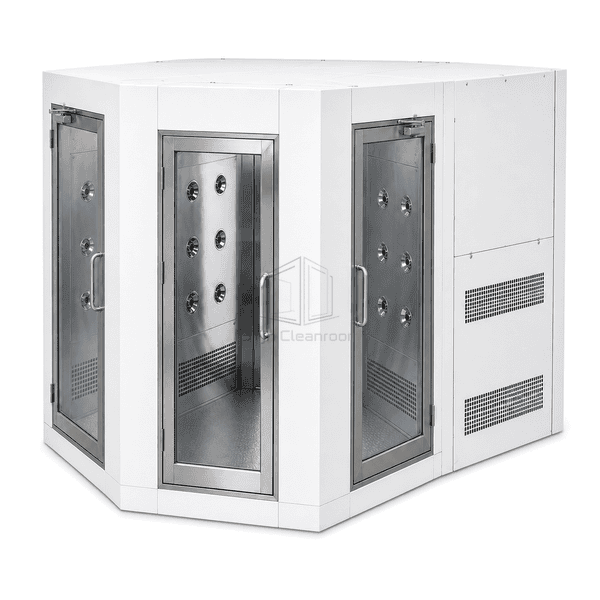 Side view showing the third doorway and blower-filter enclosure